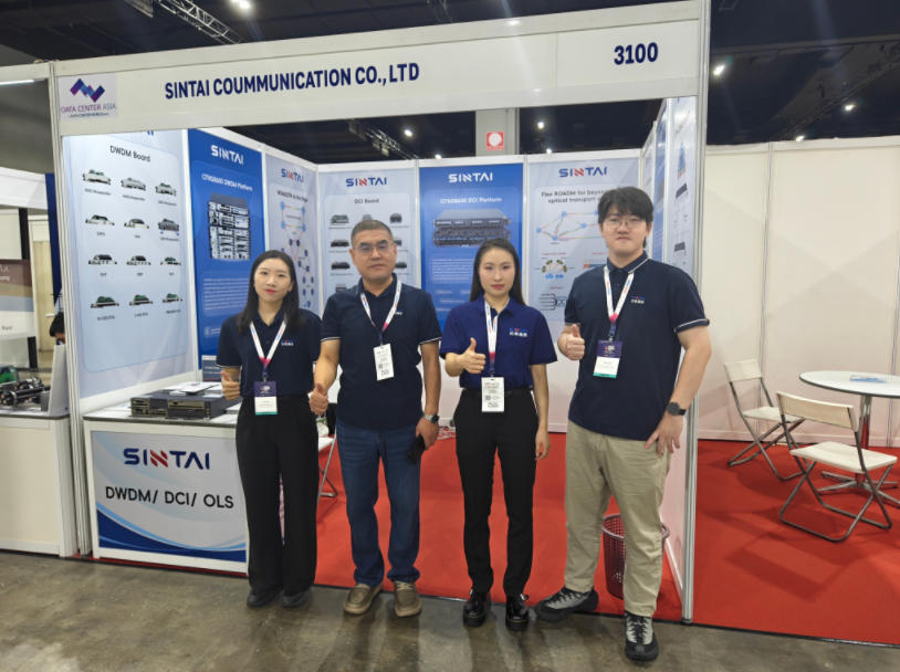 The Sintai team of four posing with thumbs-up at their exhibition booth, number 3100, during the Smart Nation Expo in Kuala Lumpur. The Sintai team of four posing with thumbs-up at their exhibition booth, number 3100, during the Smart Nation Expo in Kuala Lumpur.